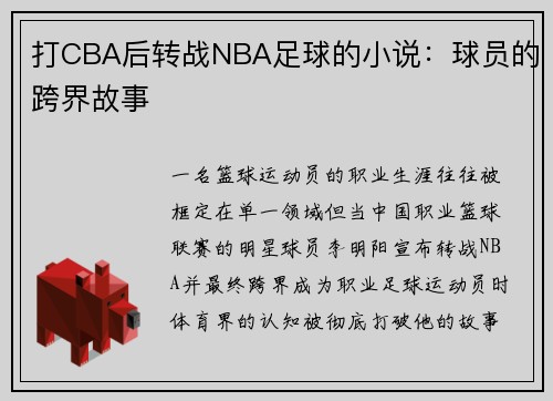 打CBA后转战NBA足球的小说：球员的跨界故事